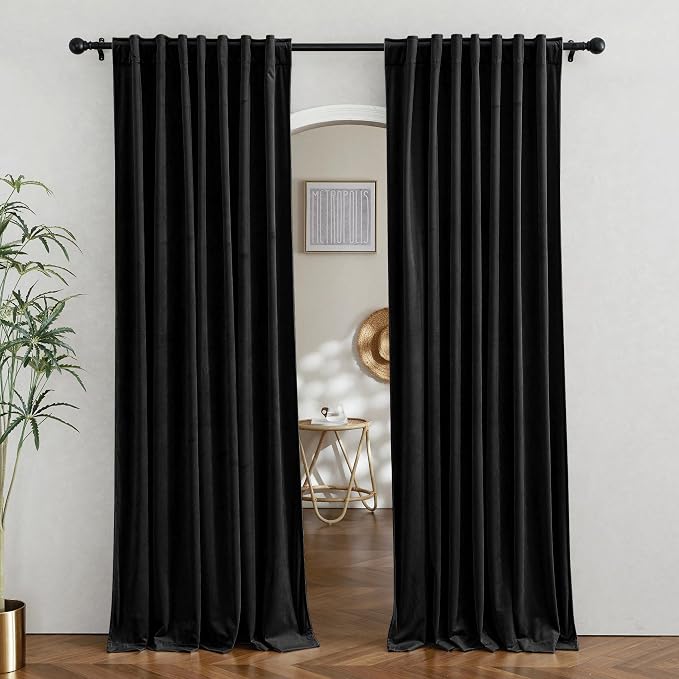 RYB HOME Velvet Curtains 90 inches Long by RYBHOME