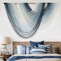 Macrame Wall Hanging Large handmade Navy Blue Ombre Fiber Art 57"W*39"L | by FLBER