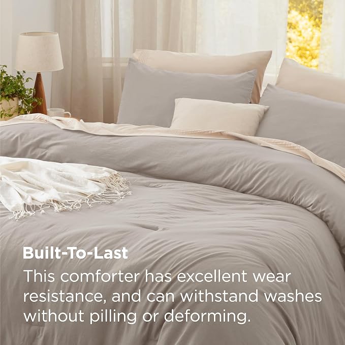 Bedsure Queen Comforter Set, Linen Soft Prewashed Bedding - Image 3