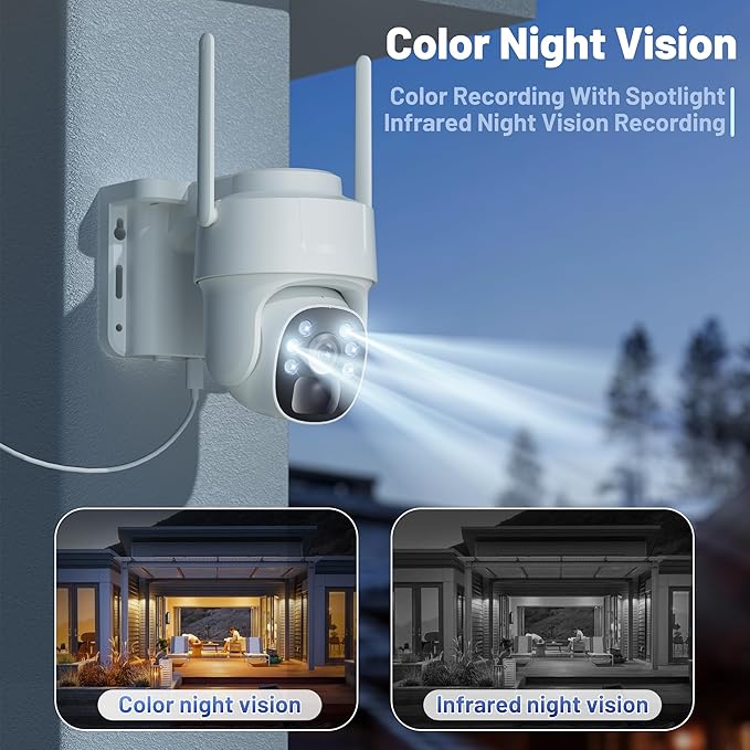 KKB 4G LTE Cellular Solar Security Cameras Wireless Outdoor, No WiFi Security Camera Built-in SIM Card, Unlimited Data, 2K HD Cam Color Night Vision, 355° Live View, PIR Motion Sensor, 2-Way Audio