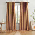 Extra Long Burnt Orange Blackout Linen Curtains 2 Panels Set 120 Inch Length by KEQIAOSUOCAI