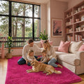 4x6 Area Rugs for Bedroom, Hot Pink Soft Fluffy Shag Bedside Rugs | Non-Slip by Junhejiamei