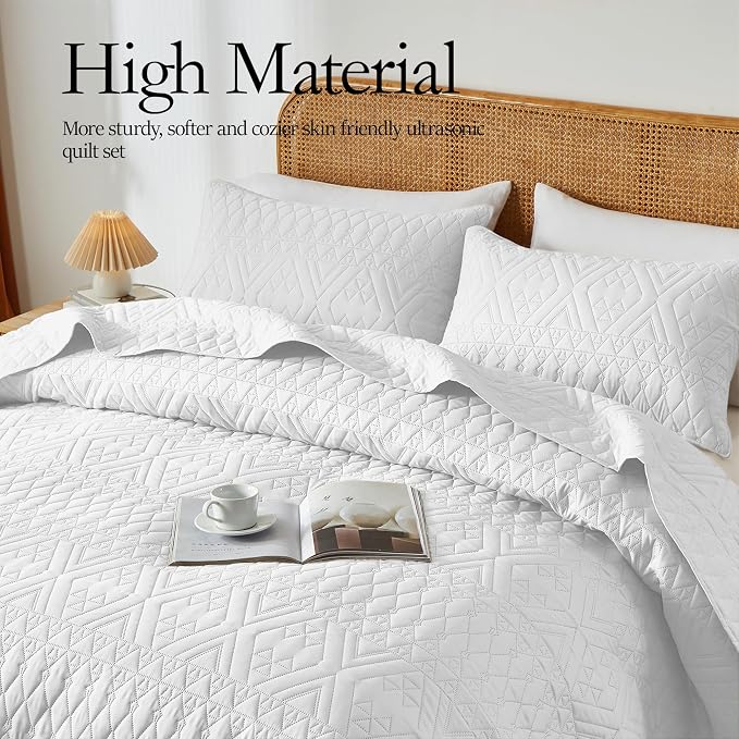 akkialla Twin Size Quilt Bedding Set, Modern Style Geoetric Pattern Coverlet Set - Image 3
