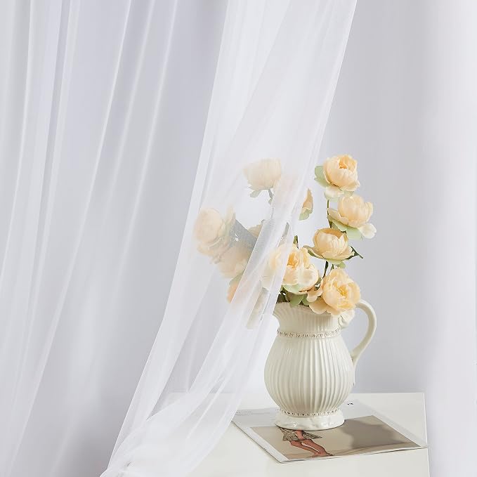 Bujasso White Full Blackout Curtain Panels - Image 2