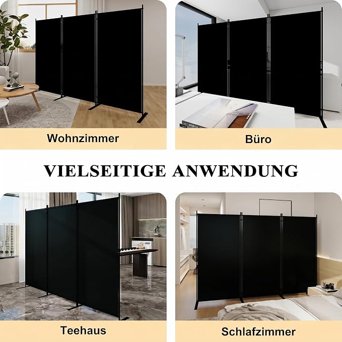 T&Jero 3-Panel Folding Room Divider, 6ft Tall Portable Privacy Screen Wall - Image 5