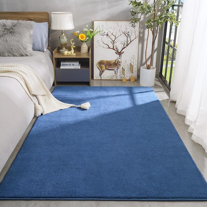Large Area Rugs for Bedroom Living Room, 8x10 Blue Memory Foam Rug | Thickened - Image 2