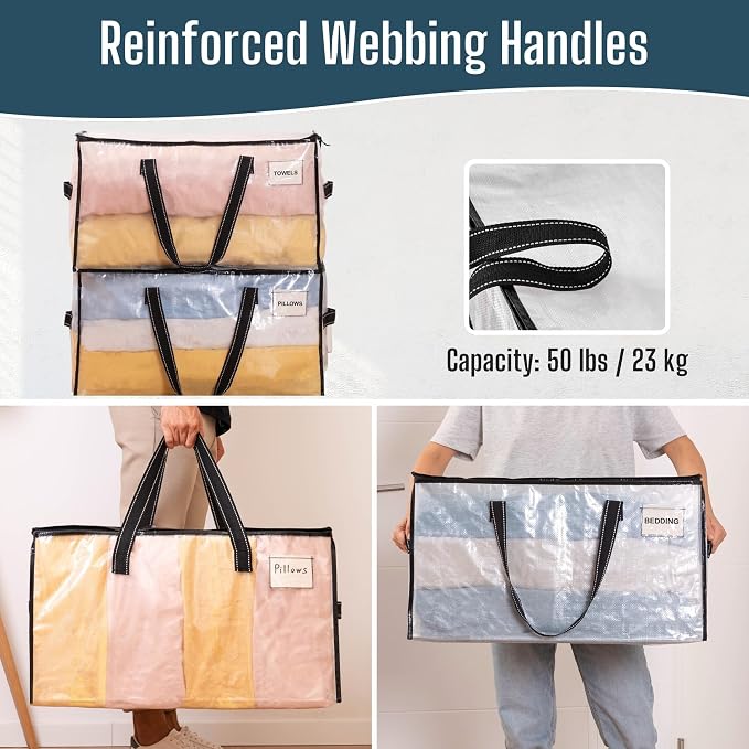 VENO Moving Bags, Storage Bags, Wide Open Top, 4 Pack | Moving boxes Alternative - Image 5