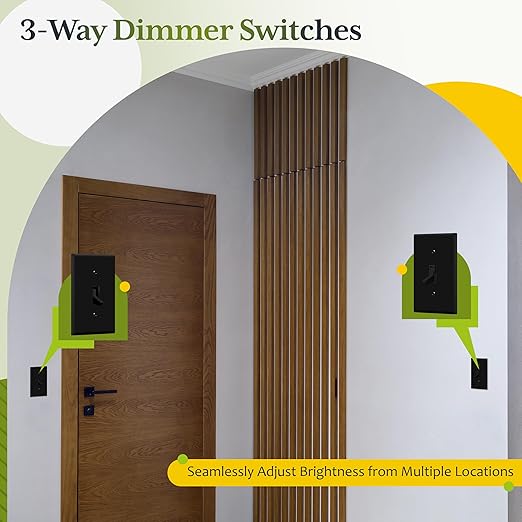TG Digital Toggle Dimmer Light Switch for Dimmable LED, CFL and Incandescent Light Bulbs, Single Pole/ 3-Way Toggle LED Dimmer Light Switch, UL Listed, Wall Plate Sold Separately,1 Pack, Black