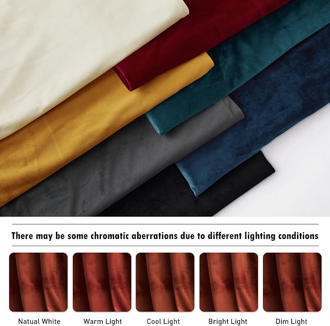 RYB HOME Rust Red Velvet Curtains 96 inches Long, Thermal Insulated Panel - Image 6