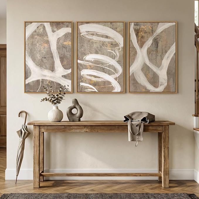 Large Framed Abstract Wall Art, 20x30 In | Neutral artwork, Modern canvas prints - Image 4