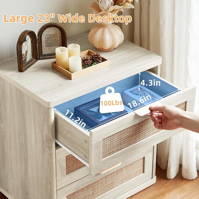LEYAOYAO Rattan 23" Nightstands - Image 5