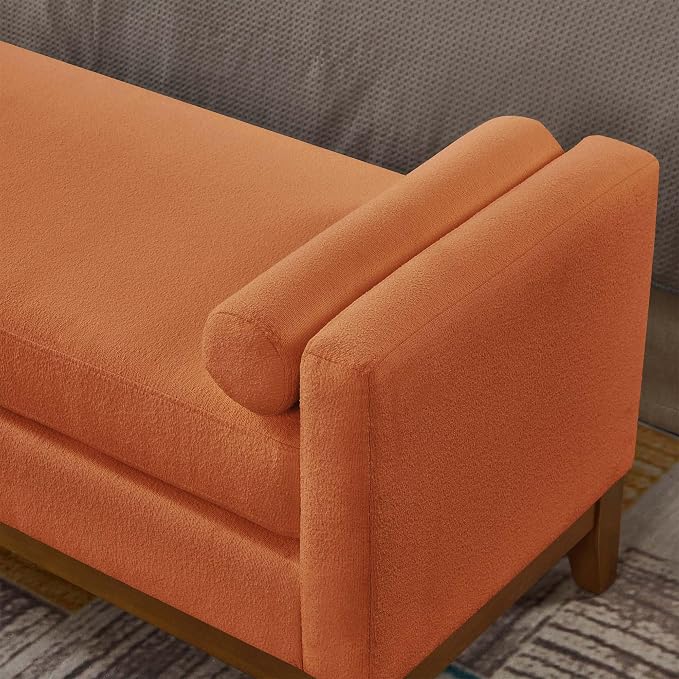 51” Bed Ottoman Bench for Bedroom, Boucle Upholstered End of The Bed Bench - Image 6