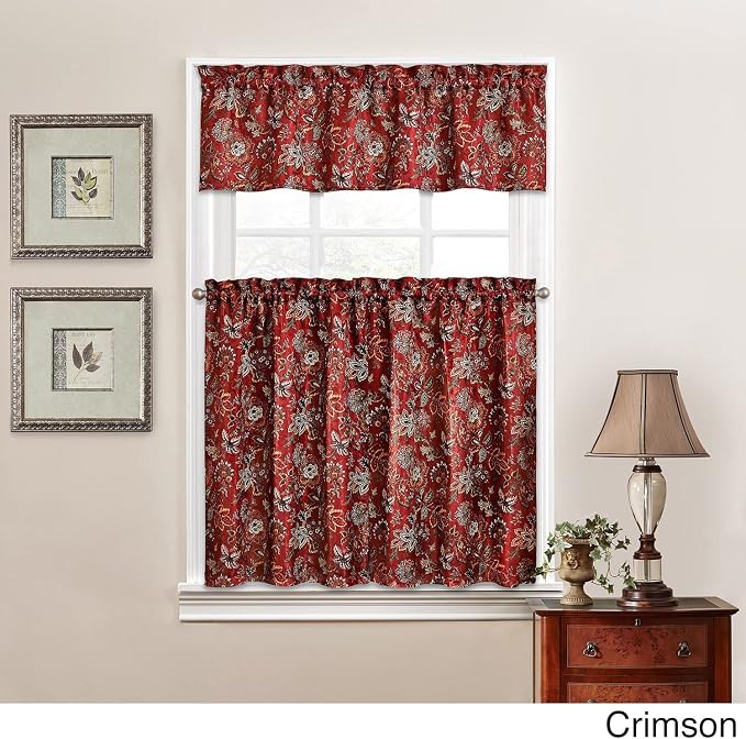 Waverly Navarra Crimson Tier & Valance Set by Waverly