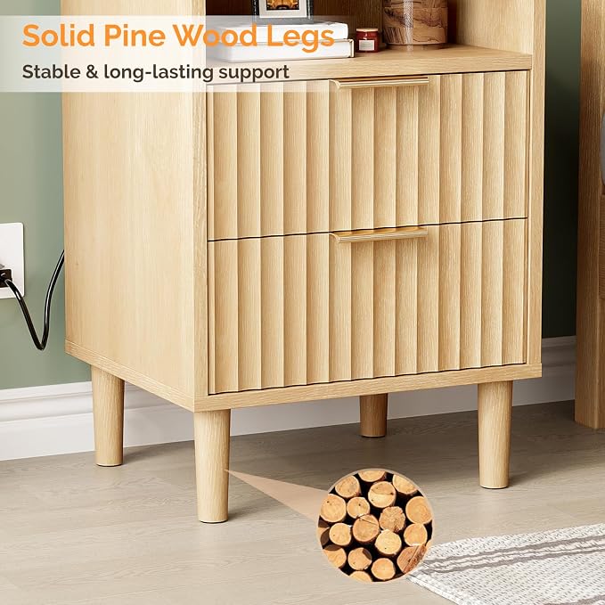 VINGLI Fluted Nightstands Set of 2 - Image 7