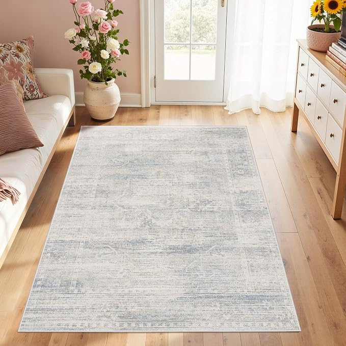 Latte&Fog 3x5 Entryway Blue Area Rugs, Vintage Washable Rugs Boys Bedroom | Non - Image 3