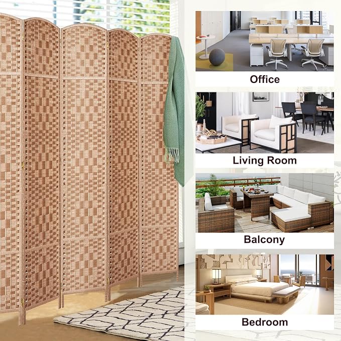 RHF Room Divider Panel, 3Panel Partition Room Dividers, Wall Divider, Natural | - Image 4