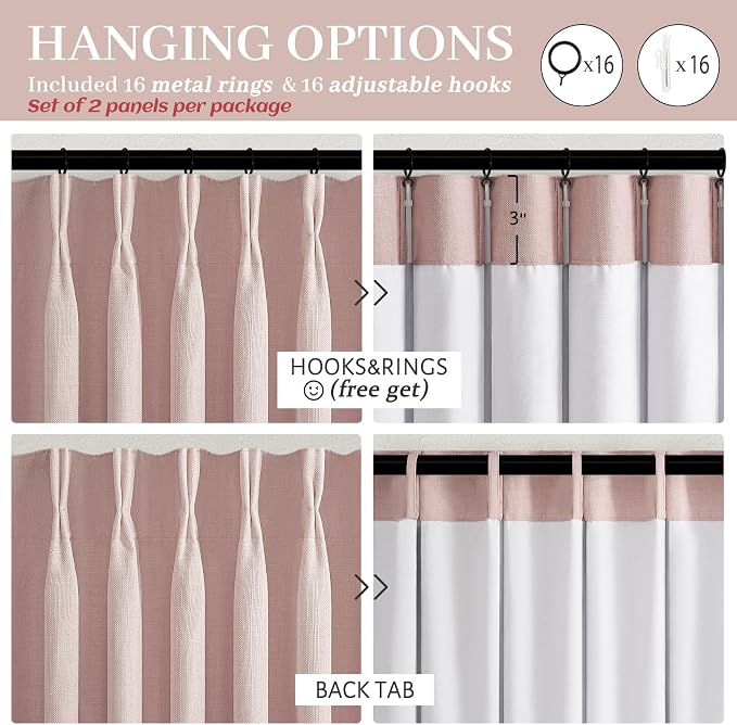 Light Pink Extra Long Floor to Ceiling Curtains 108 Inches Long - Image 8