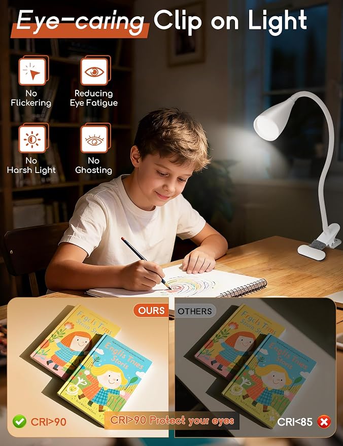 2 PCS Reading Light for Book in Bed, Clip on Light Reading Lamp - Image 4