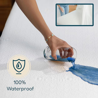 DreamOasis Waterproof Mattress Protector Full Size - Premium Bamboo Viscose, Super Soft, Breathable, Machine Washable, Noiseless Bed Mattress Cover - White