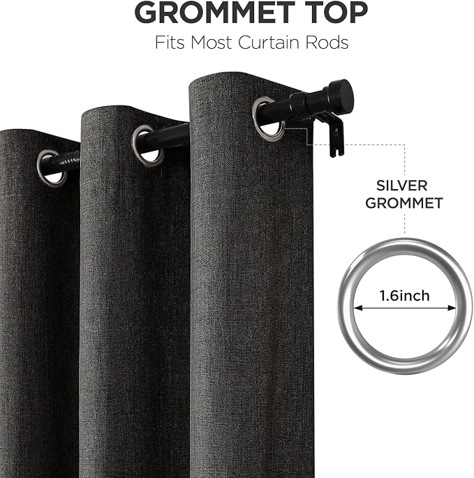 Joydeco Charcoal Grey Blackout Curtains 108 Inches Long, Extra Long Curtains - Image 5