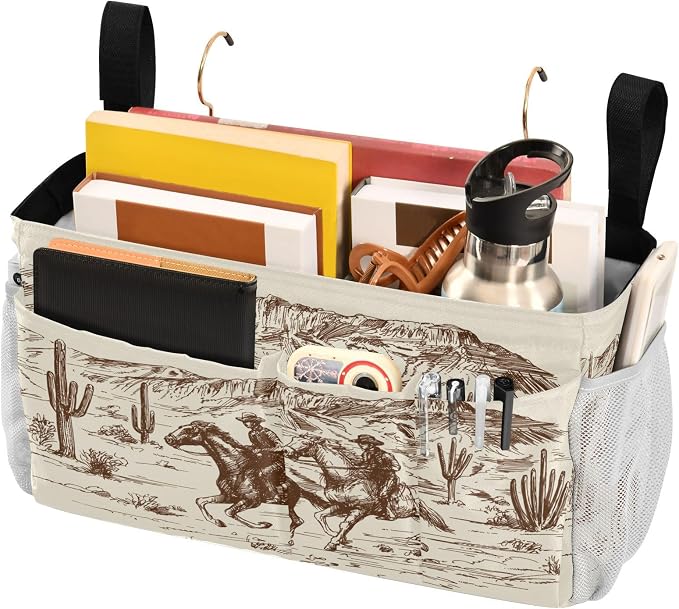 Western Cowboys tag8 Bedside Caddy Storage Bag Bedside Organizer - Image 3