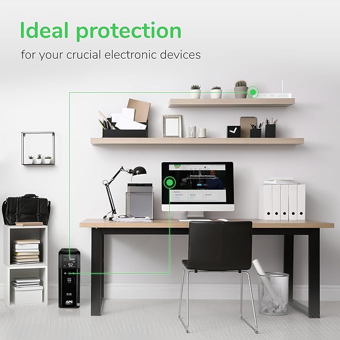 APC UPS Back-UPS Pro, 1000VA Sinewave UPS Battery Backup & Surge Protector, LCD, AVR, BR1000MS