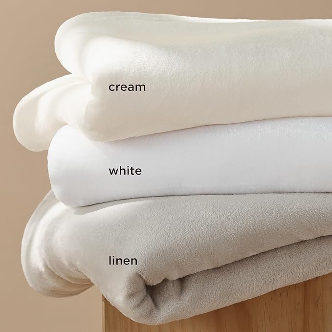 Bedsure GentleSoft Fleece Blankets Queen Size Cream - Bed Blanket Soft Lightweight Plush Fuzzy Cozy Luxury Microfiber, 90x90 inches