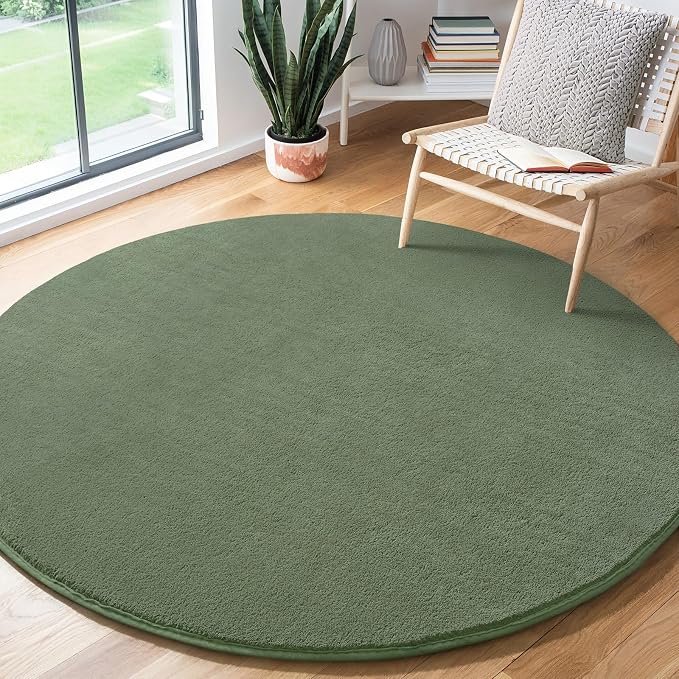 Sage Green Round Area Rugs 4ft Circle Rugs by AmeareaDirect
