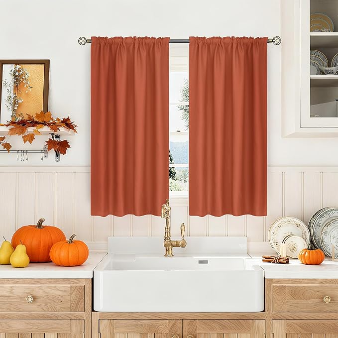 BGment Terracotta Blackout Curtains 45 Inch Length - Image 2