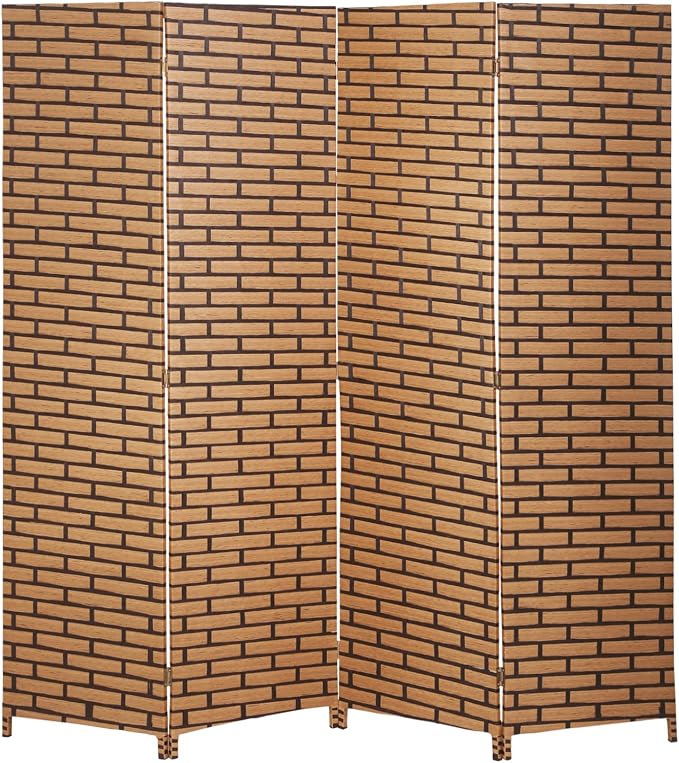 Room Divider Wall Divider 6FT 4 Panels Wood Mesh Hand-Woven Indoor Room Screen by Dopinmin