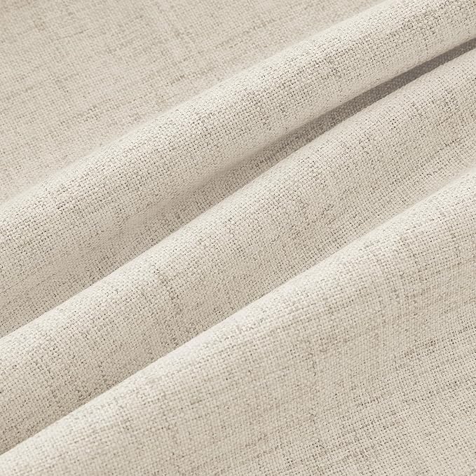 MIULEE 100% Blackout Linen Curtains 42 x 90 Inch Light Ivory 2 Panels | Thermal - Image 9