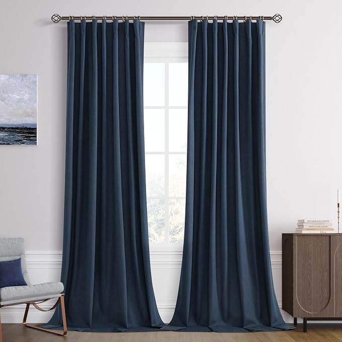 Joywell 100% Blackout Extra Long Linen Curtains 120 Inches Long by Joywell