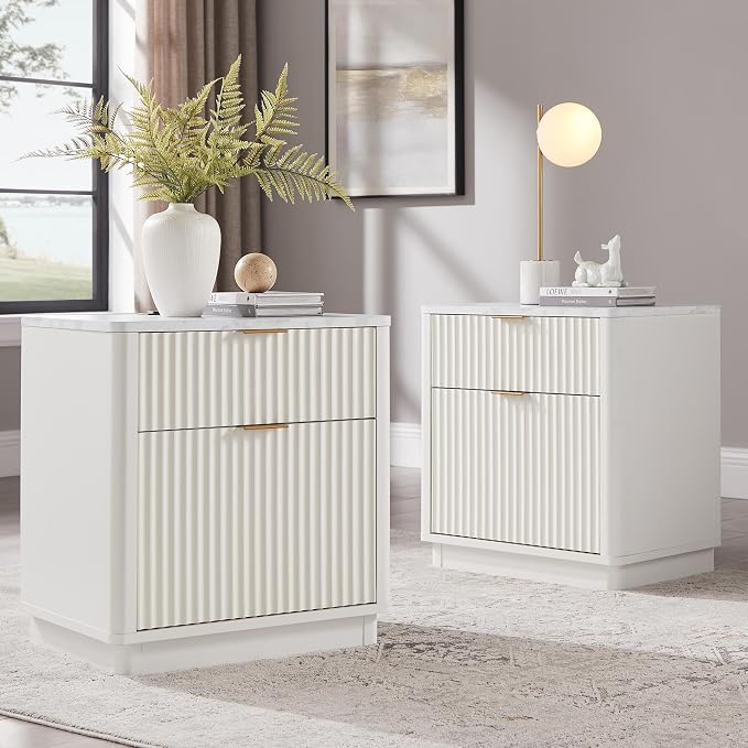 T4TREAM 23'' Fluted Nightstand Set of 2 by T4TREAMFurniture