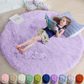 Amdrebio Light Purple Lavender Small Round Rug 3Ft by Amdrebio