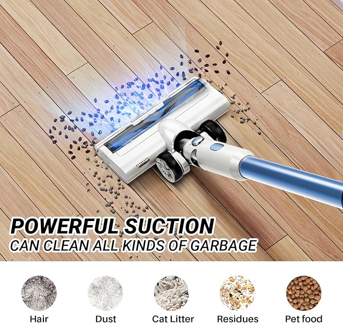 BSNAW Cordless Vacuum Cleaner for Home, 8-in-1 Lightweight Stick Vacuum with 45Mins Runtime, Powerful Suction, Anti-Tangle, Rechargeable Cordless Vacuum for Hardwood Floor Carpet Pet Hair, W-N505