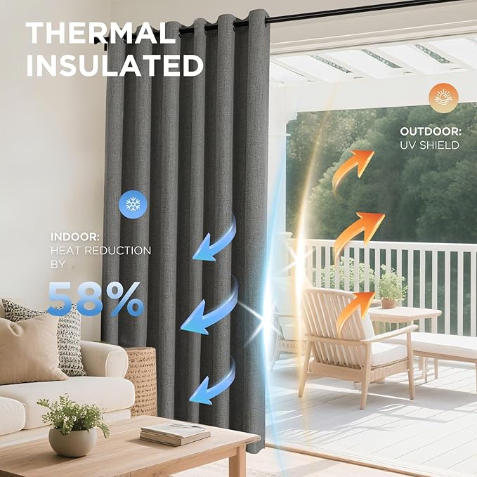 Joydeco Blackout Curtains 90 Inches Long 2 Panels Burg, Room Darkening Curtains - Image 4