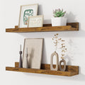 Floating Picture Ledge Shelves Set of 2, 16 Inch Solid Wood Wall Shelves by FunMemories