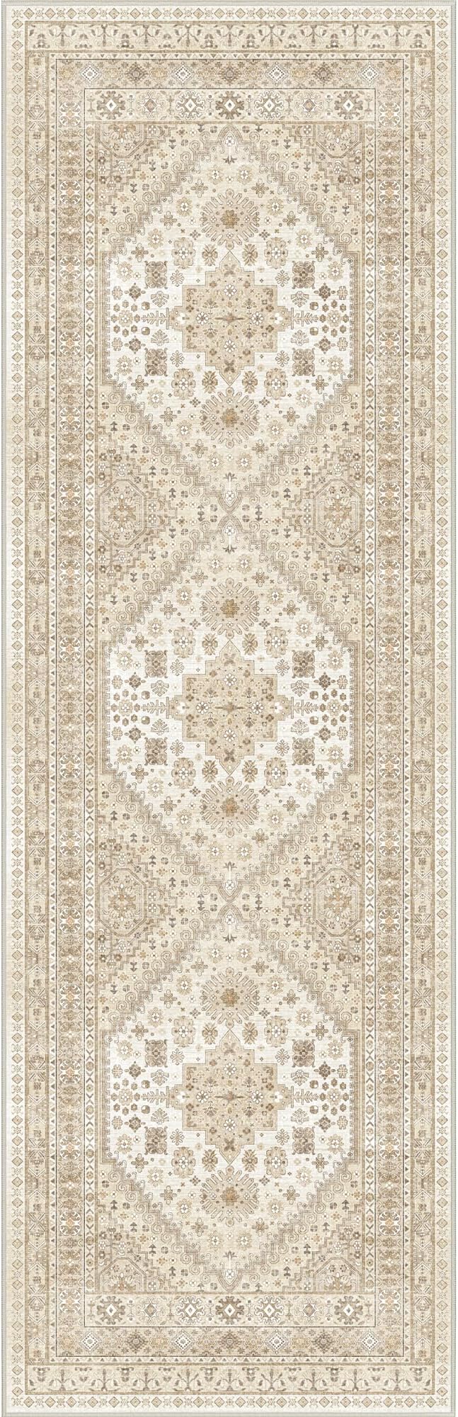 zesthome Washable Runner Rug 2.5x8 - Stain Resistant Entryway Rug,Ultra-Thin Kitchen Rugs, Anti Slip Backing Runner Rugs for Entrance Laundry Room Indoor Hallway (Cream/Beige,2.5'x8')