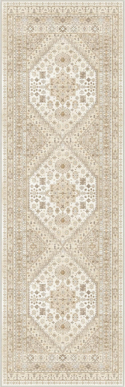 zesthome Washable Runner Rug 2.5x8 - Stain Resistant Entryway Rug,Ultra-Thin Kitchen Rugs, Anti Slip Backing Runner Rugs for Entrance Laundry Room Indoor Hallway (Cream/Beige,2.5'x8')