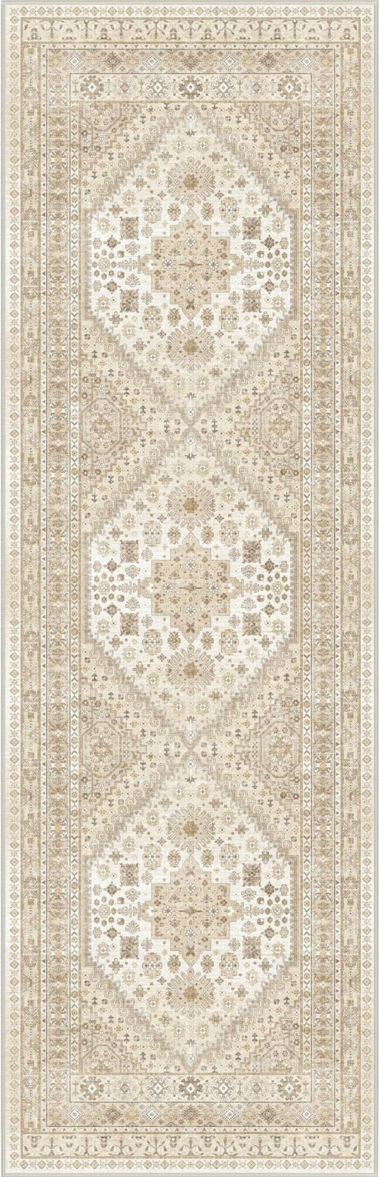 zesthome Washable Runner Rug 2.5x8 - Stain Resistant Entryway Rug,Ultra-Thin Kitchen Rugs, Anti Slip Backing Runner Rugs for Entrance Laundry Room Indoor Hallway (Cream/Beige,2.5'x8')