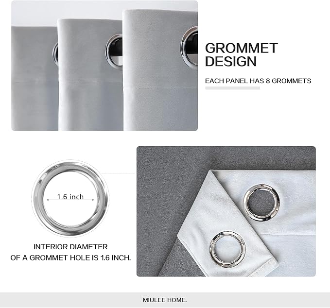 MIULEE Velvet Curtains Greyish White 52 x 108 Inch Length Set of 2 | Extra Long - Image 2