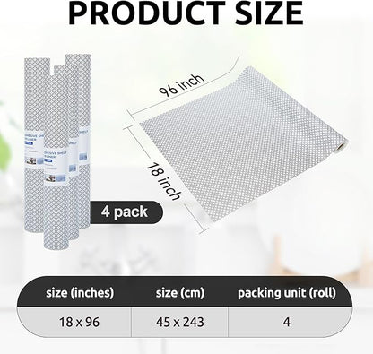 RAY STAR 18X96 Inch Shelf Liner for Kitchen Cabinets, Non-Adhesive Cabinet Liner Washable, PVC Drawer Liner for Dresser Non-Slip Bathroom (Black Circle)(4 Roll)