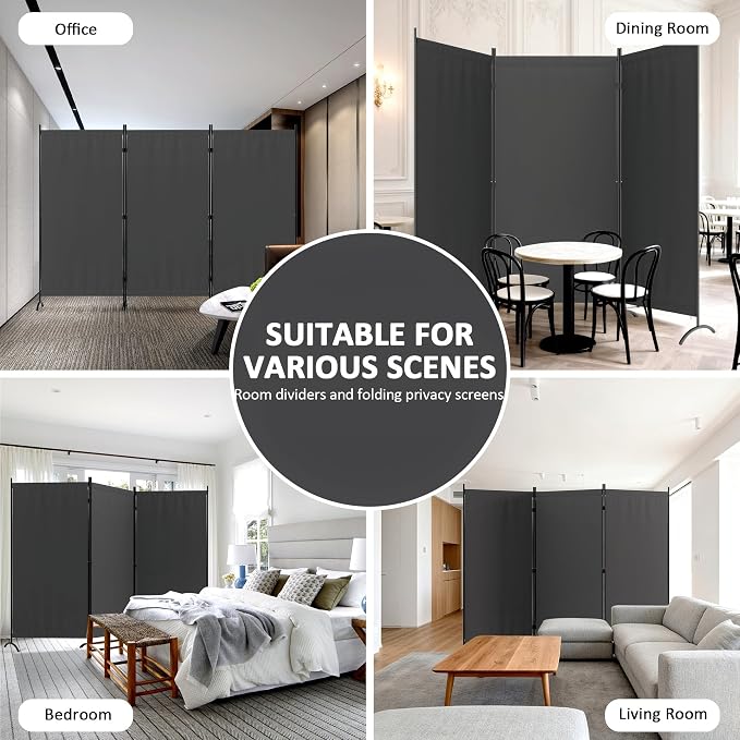 3 Panel Room Divider 6 Ft Folding Screen Room Dividers - Image 5