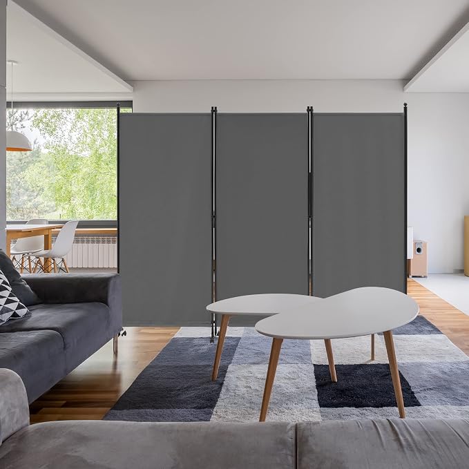 Spurgehom 3 Panel Rolling Room Divider, Folding Partition Privacy Screens | - Image 2