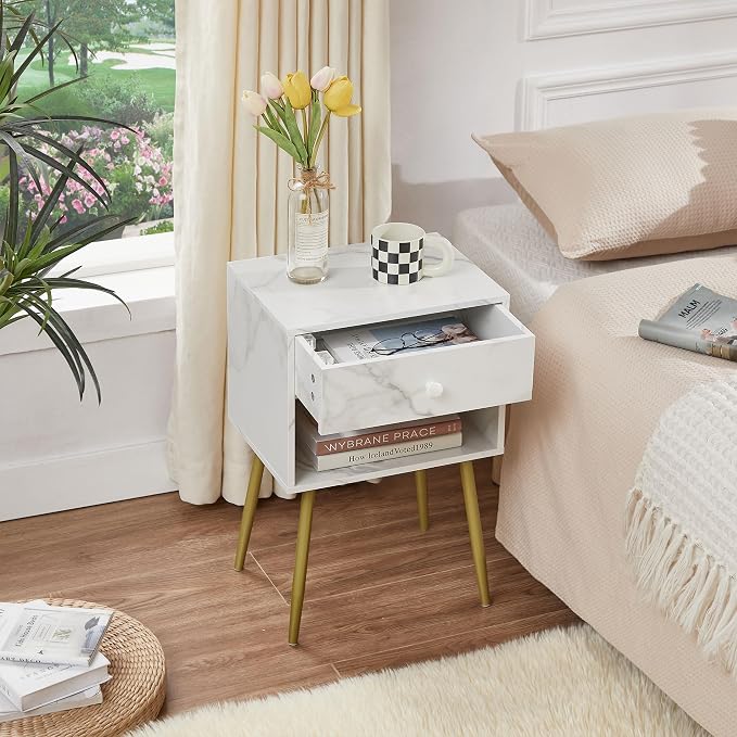 VECELO Nightstands Set of 2, Mid Century Modern End Bedside Table, Night Stand - Image 6