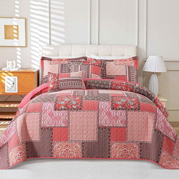 VAPUTAR 100% Cotton Face Quilts Queen Size, Queen Coverlet Set Suitable - Image 8