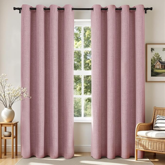 Joydeco Blackout Curtains 72 Inches Long 2 Panels Burg, Room Darkening Curtains by JOYDECO