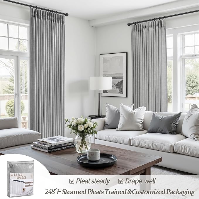 Memory Shape Pinch Pleated Blackout 86 Inch Room Divider Curtains 2 Panels Set - Image 6