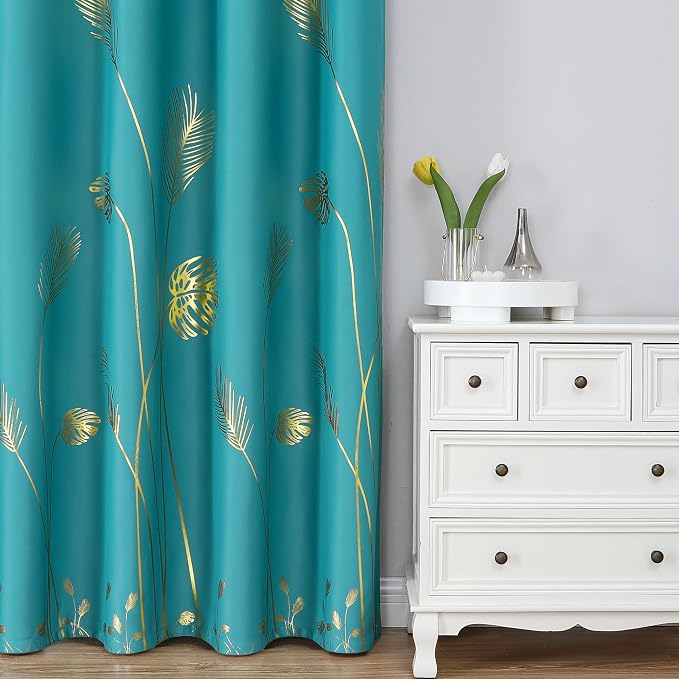 Teal Blackout Curtains 90 Inches Long, Grommet Curtains - Image 2