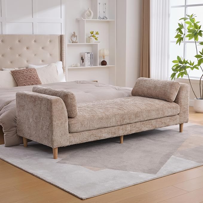 83.1" Extra Long Ottoman Bench for Bedroom, Oversized Chenille Upholstered by Mikibama